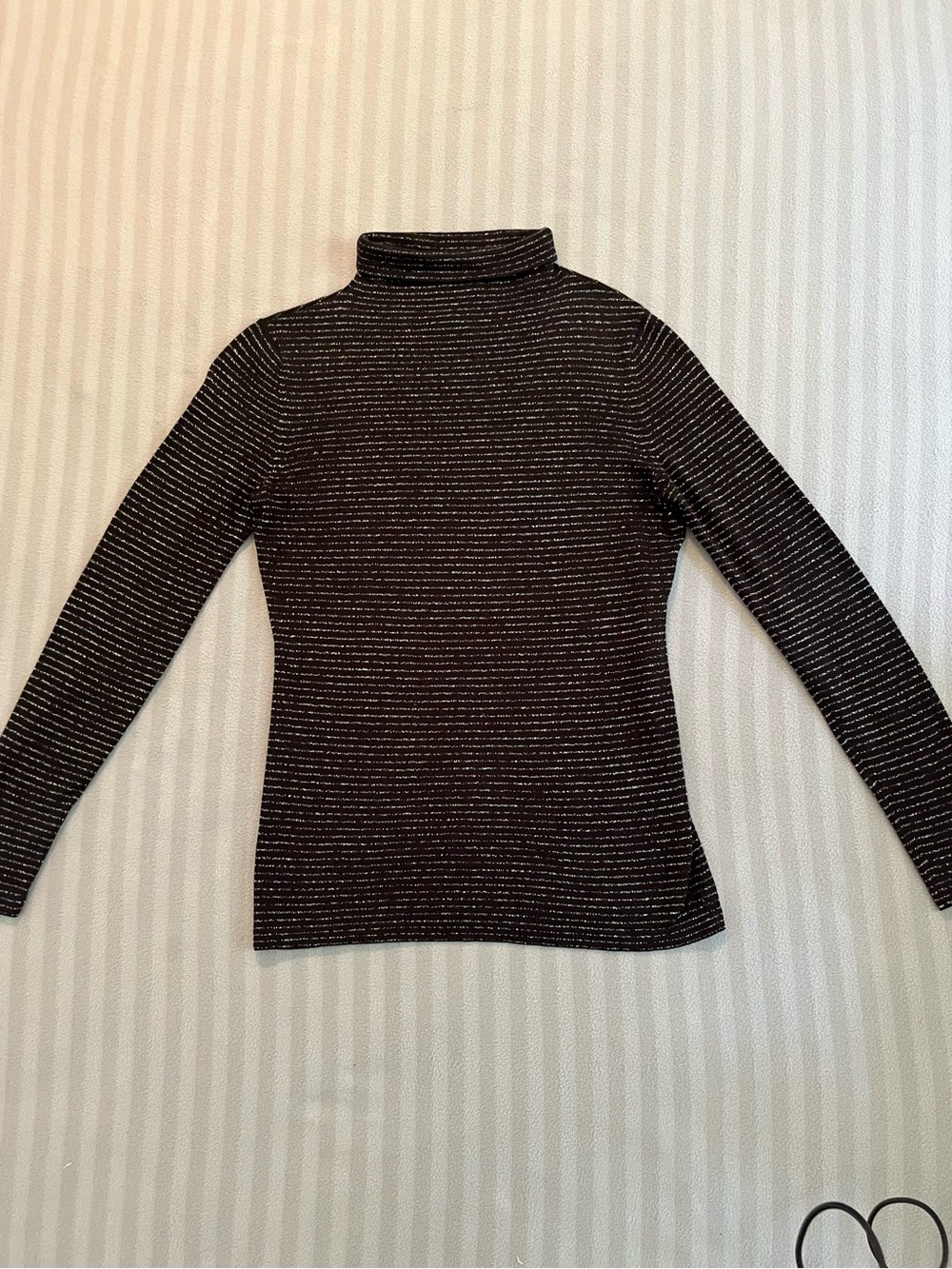 Lord & Taylor Black Turtleneck with Silver Stripe Detail